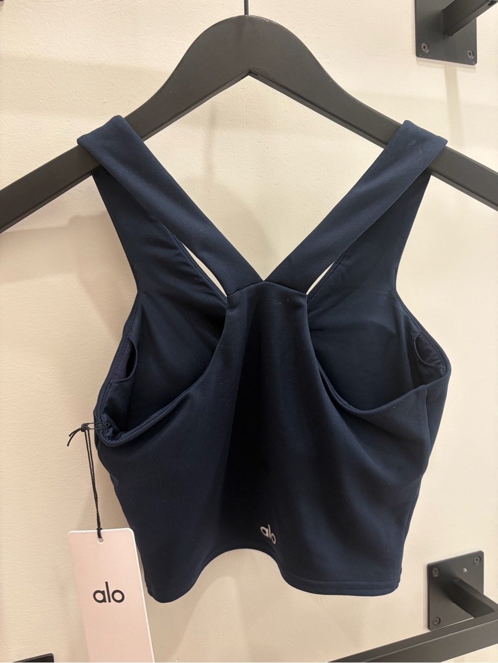 ALO Yoga Navy Cross-Back Crop Tank - Picture 2 of 2